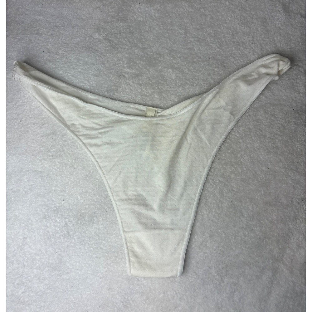Skims Micro Pointelle Dipped Thong Marble White PN-THG-5222W Plus Size 4X/5X